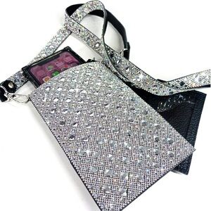Jacqueline Kent ROYAL ICE CELLPHONE PURSE WHITE DIAMOND SILVER NWT GIFT